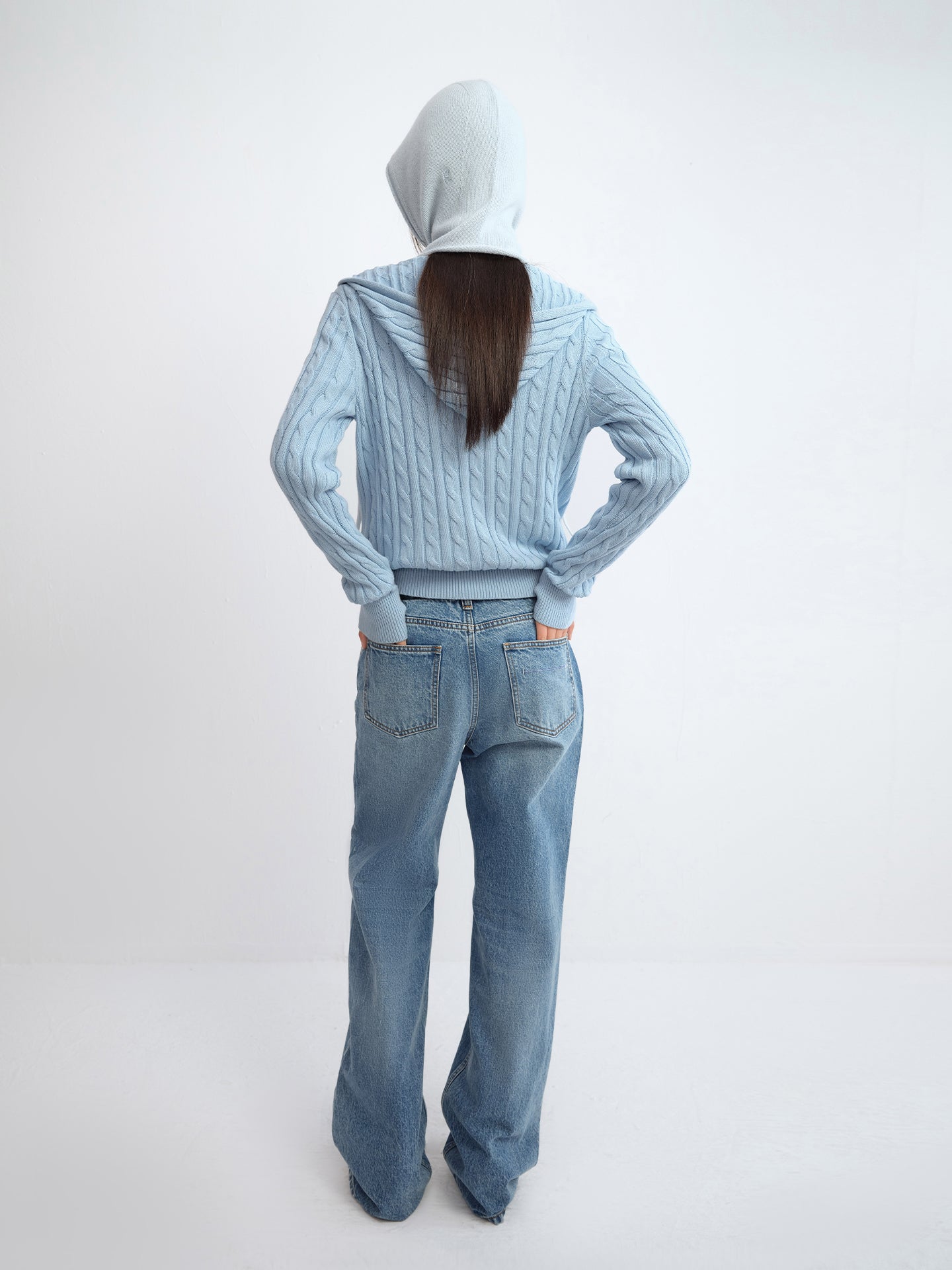 Hooded Cable-Knit Cardigan