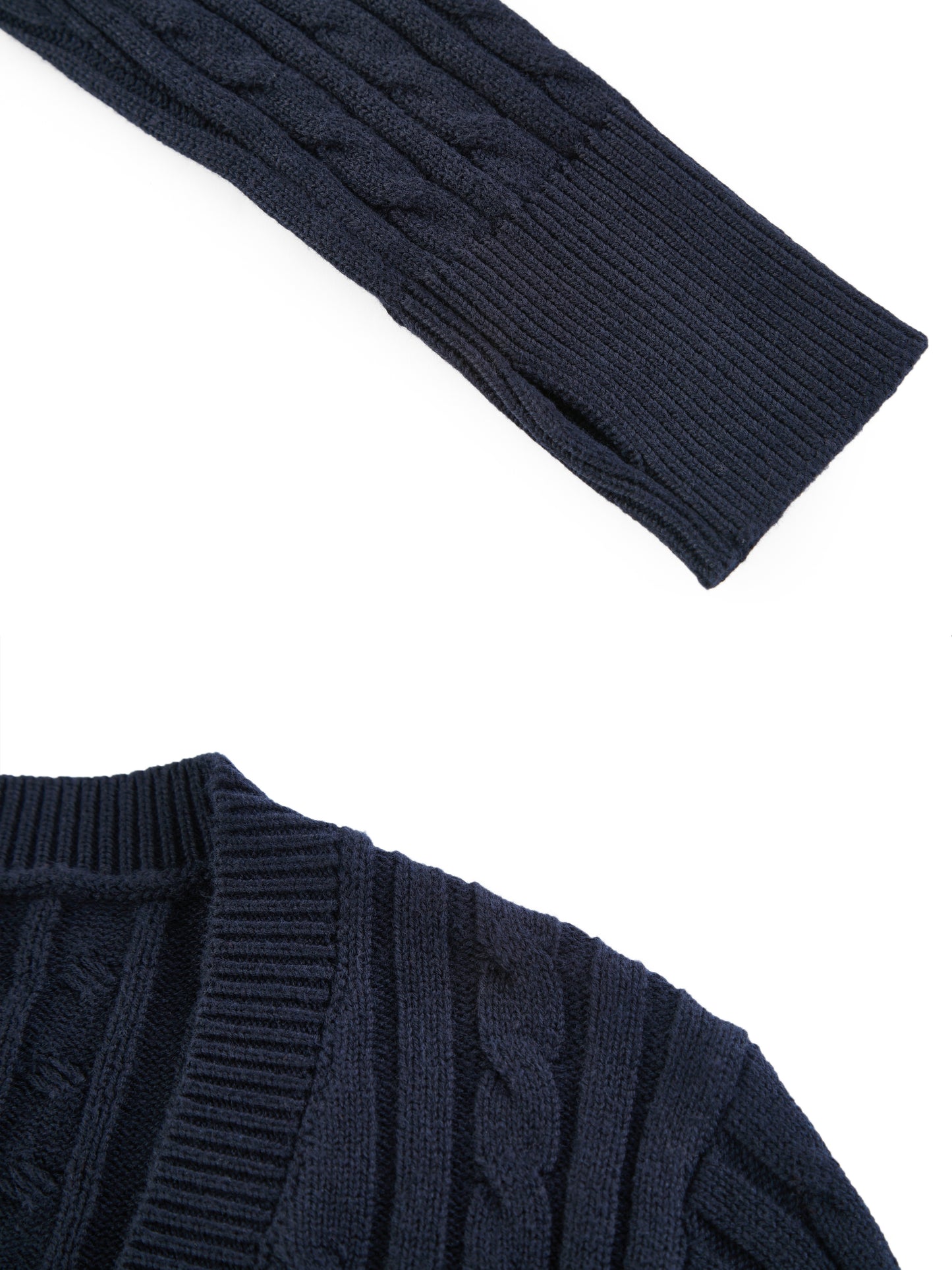 V-Neck Slim Cable Knit Top