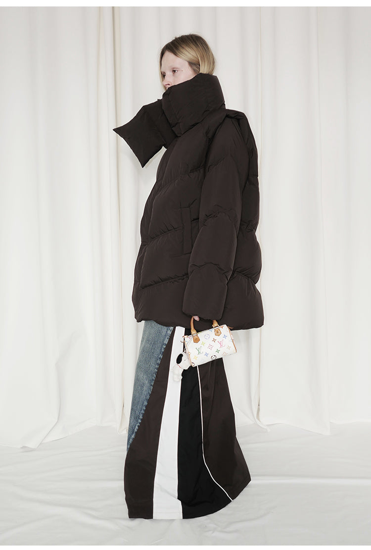 "Ready-to-go" Puffer Jacket With Scarf and Detachable Sleeves