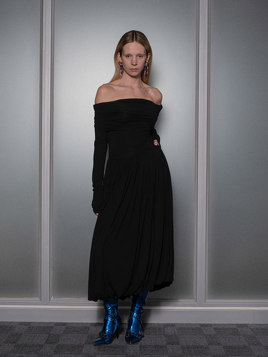 The Off Shoulder Modal Dress (Black)