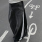 "Ready-to-go" Denim x Nylon Maxi Skirt (Grey)
